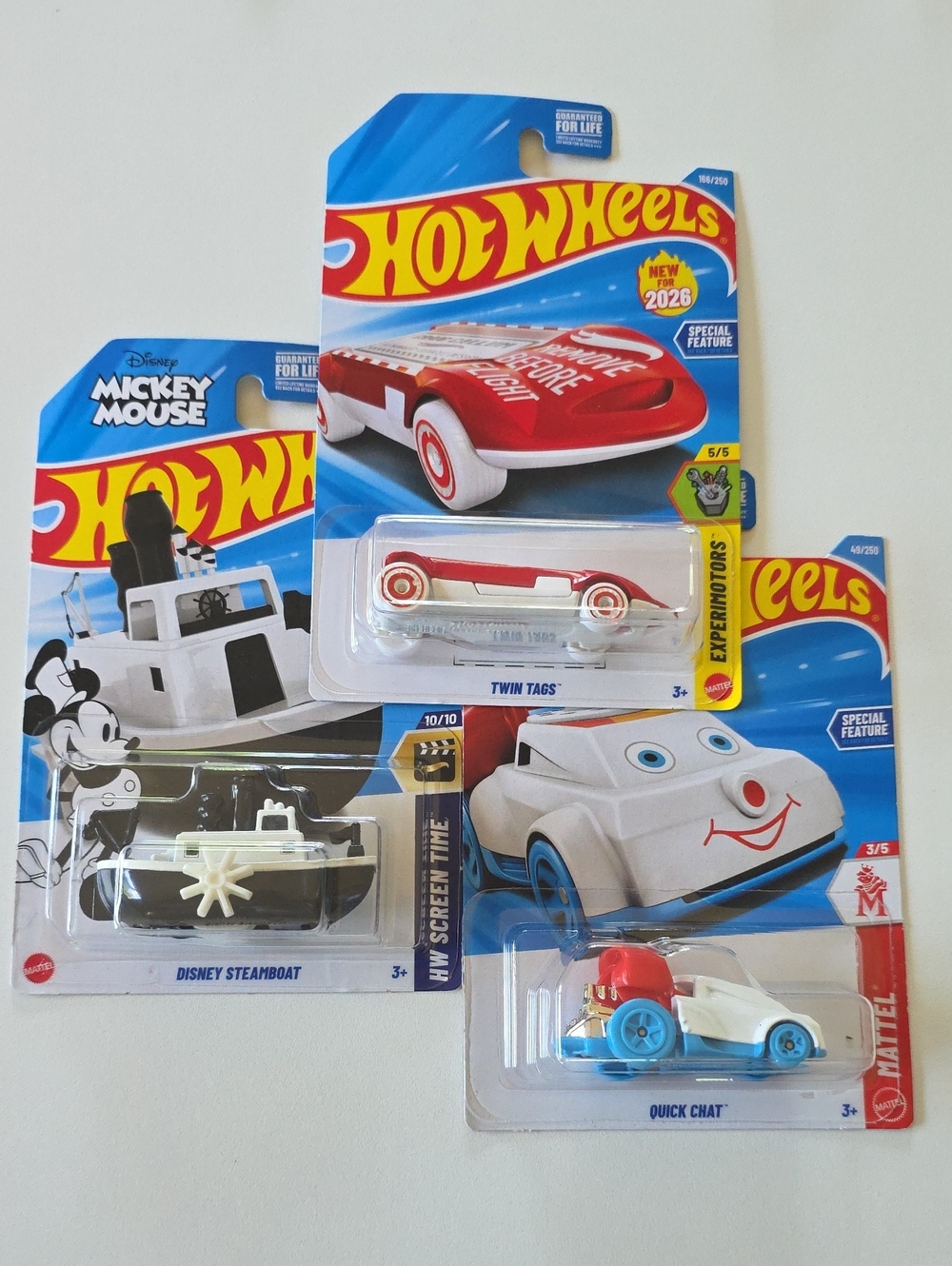 Hot Wheels Assorted Cars - Mickey Mouse Steamboat, Mattel Quick Chat, Twin Tags
